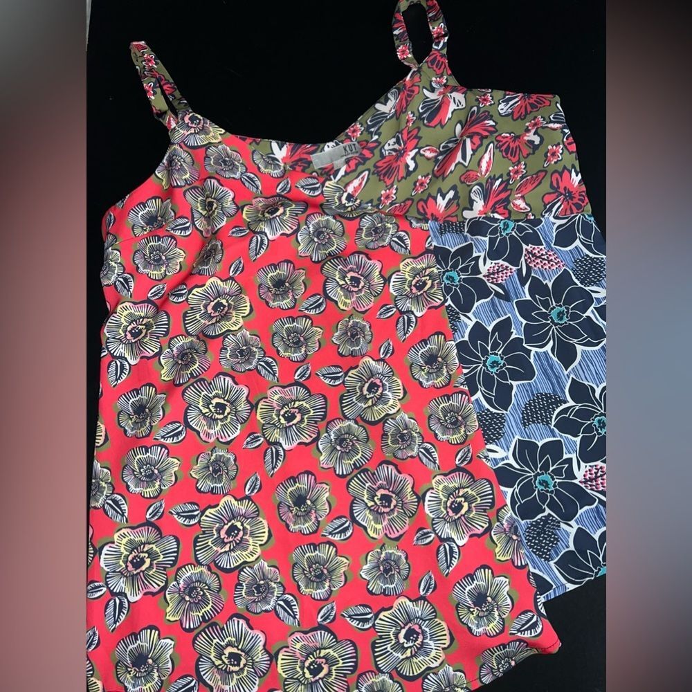 KUT from the kloth Tri color Floral Print Camisole Size XL EUC boho